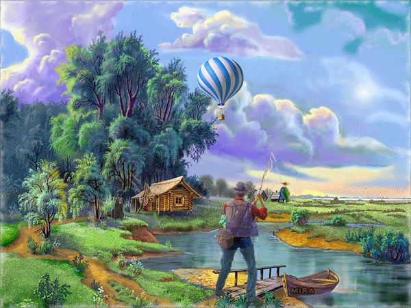 Пейзаж с воздушным шаром